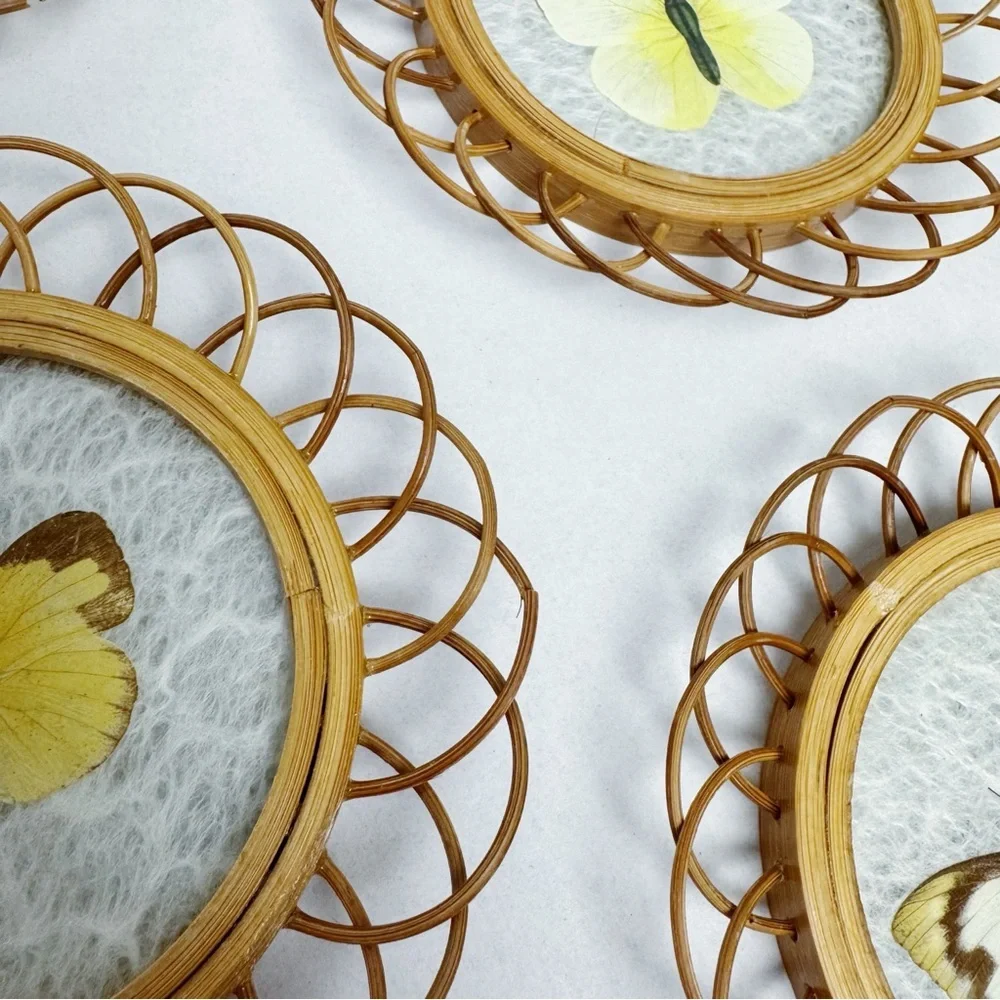 Vintage Real Butterfly Bamboo Coasters